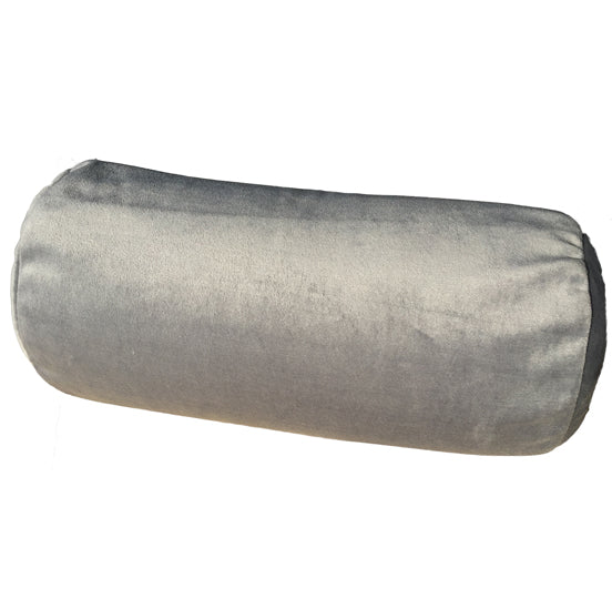 Squishy Deluxe Microbead Bolster Pillow with VELOUR Cover - Grey